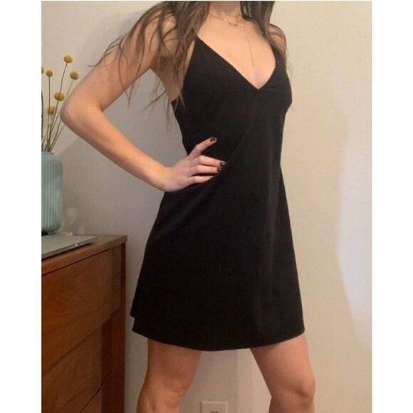 Aritzia Wilfred size M Suede Little Black Dress Cami - Picture 11 of 11